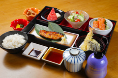 Salmon Teriyaki, Tempura & Sashimi Set